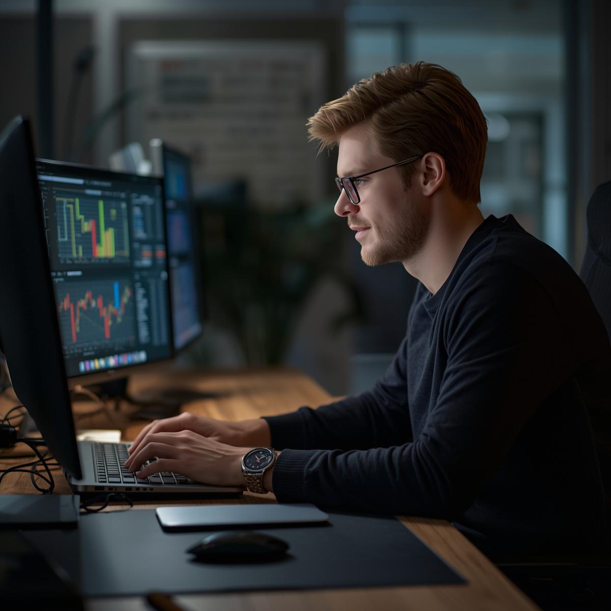 Software developer working on financial systems